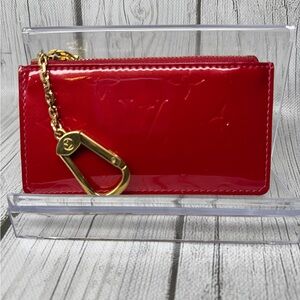 PRE LOVED Louis Vuitton Red Vernis Key/Coin Pouch w/dust bag